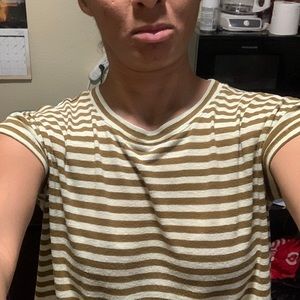 Madewell green striped tee shirt